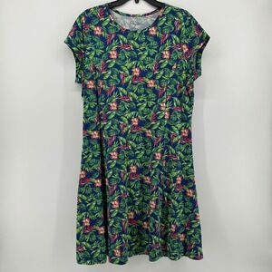 Easy Essentials Tropical Colorful Floral Cotton T-Shirt Dress XL Vacation Resort